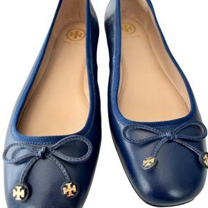 Tory Burch Leather Navy Blue Flats size 9&1/2